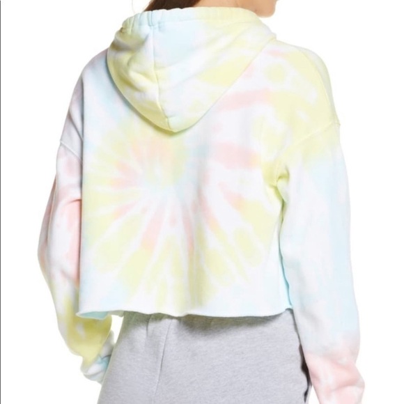 Bella Canvas Cropped Hoodie Sweatshirt Tie Dye Rainbow - Picture 3 of 10